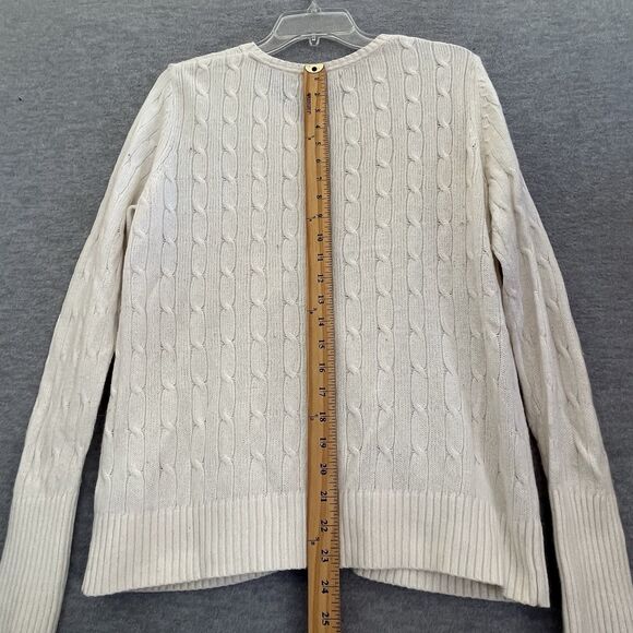 Old Navy Y2K Cable Knit Cardigan Sweater Size L Beige Preppy Old Money Normcore - Picture 6 of 10